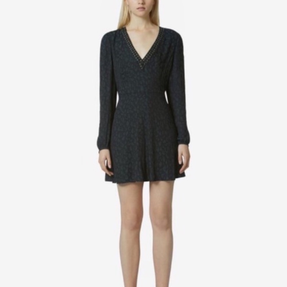 Avec les Filles V-Neck Long Sleeve Sheath Fit & Flare Dress Women’s Sz Small NEW